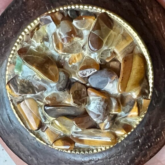 Handcrafted Wooden Pendant With Tigers Eye & Mixed Gemstones - Picture 5 of 7